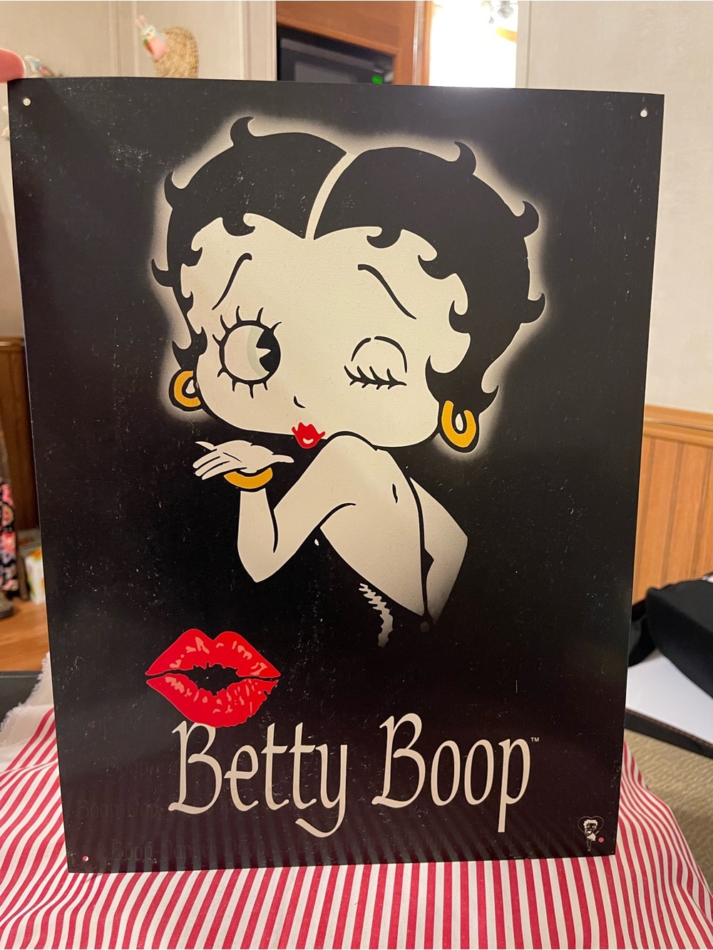 Retro Betty Boop Black, White & Red Kissing Graphic Sign from 2000!